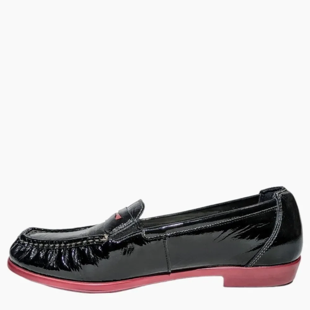 SAS Shoes Women's Penny J Slip On Penny Loafer Red on Black Sz 9.5